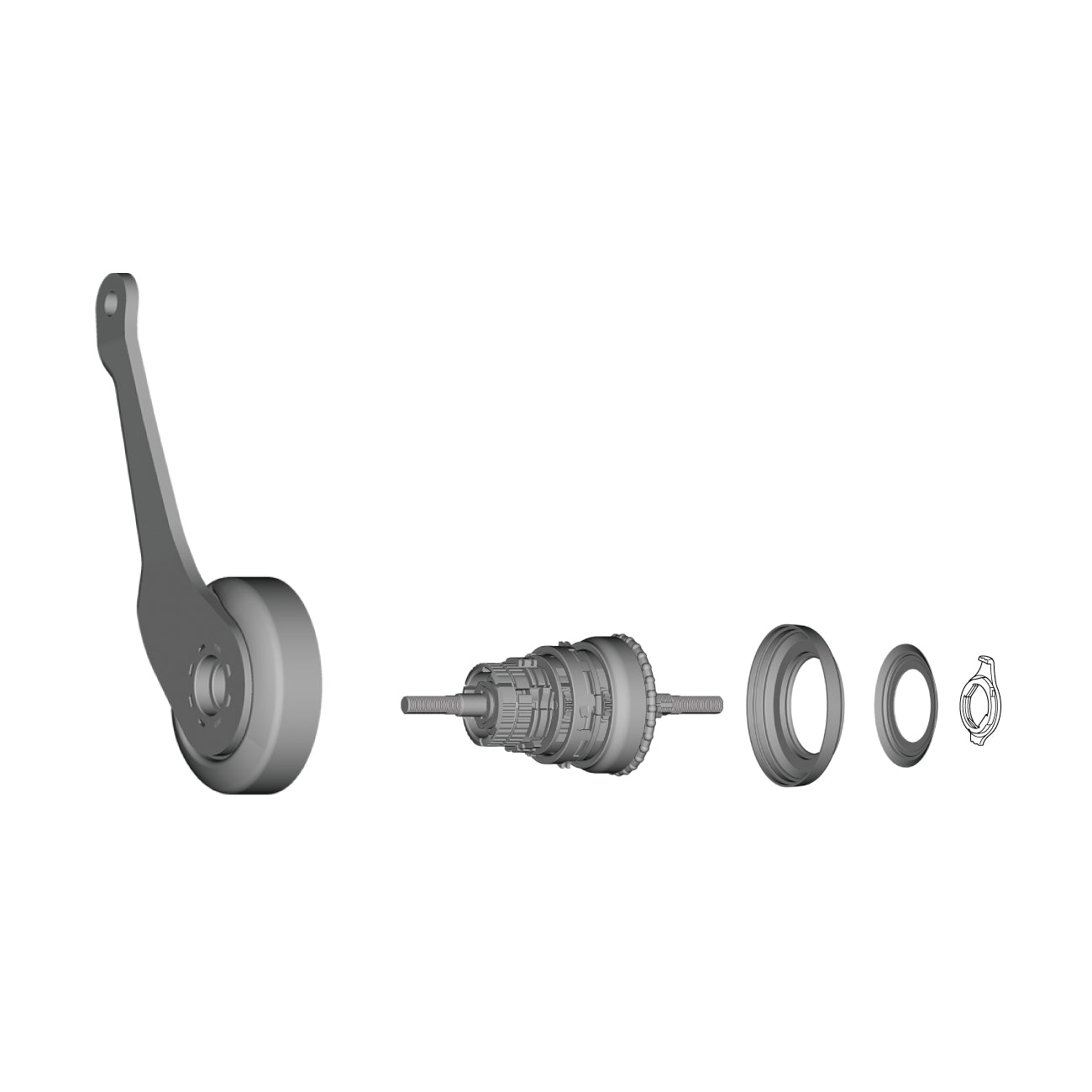 Conjunto Interno Shimano SG-C3001-7C-DX Unidad Brazo Freno 175.5mm Plata