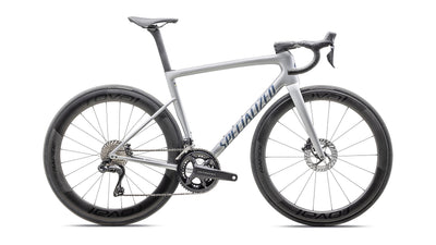 Tarmac SL8 Pro Ultegra Di2 Specialized 2025 Gloss Liquid Silver/Satin Blue Pearl Over Black Liquid Metal #2