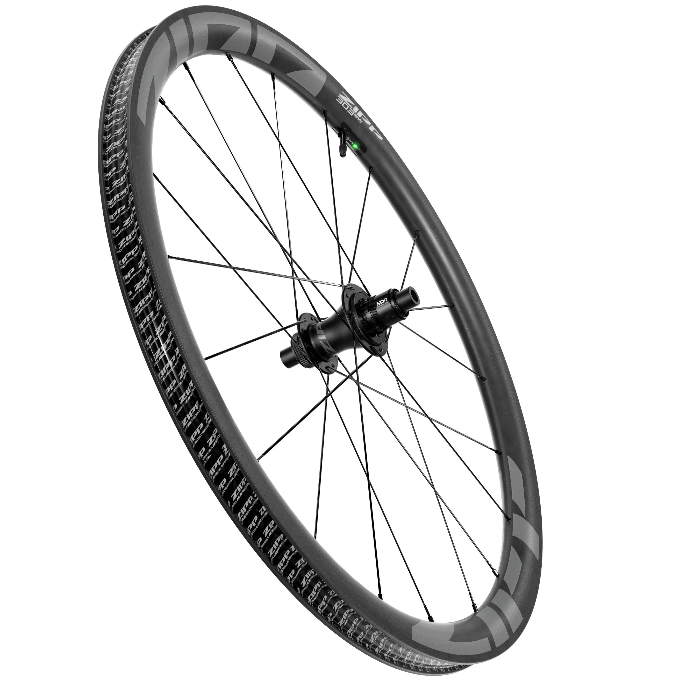 Rueda Trasera Zipp 303 SW Tubeless Hookless Freno Disco Center Lock 10/11v Sensor AXS Carbono Negro